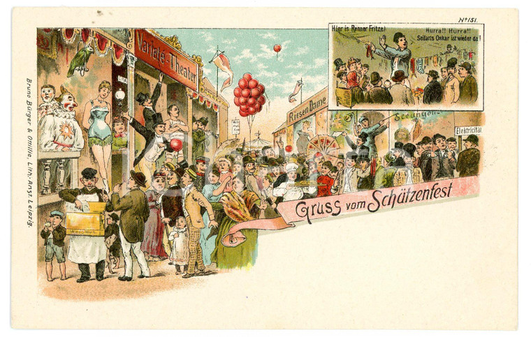 1900 ca SCHUTZENFEST Oskar Seifarts - Renner Fritze ILLUSTRATED Postcard FP NV