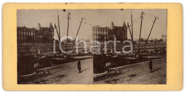 1910 ca LIEGE (BELGIQUE) Vue des quais avec des bateaux - ANIMATED stereoview