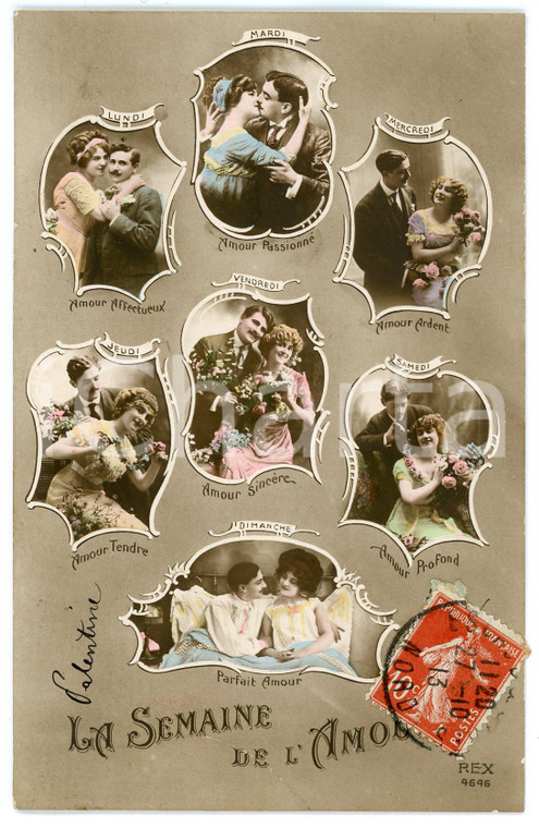 1913 LES AMOUREUX La semaine de l'amour - Carte postale FP VG  Cartolina postale d'epoca, viaggiata.CONDIZIONI: FAIRFORMATO: FP    originale e autentica 1