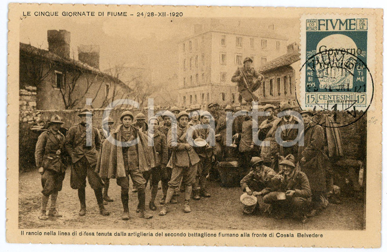 1921 CINQUE GIORNATE DI FIUME Rancio sul fronte di COSALA BELVEDERE Cartolina FP  Cartolina postale d'epoca, viaggiata. FAIR/discreto Lievi smussature agli angoli Formato: FP originale e autentica 1