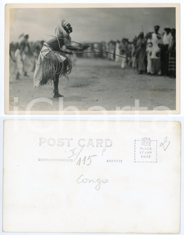 1930 ca C. ZAGOURSKI «L'Afrique qui disparaît» RUANDA Danses - Postcard 115  Fotocartolina postale d'epoca, appartenente alla 2^ serie &laquo;L'Afrique qui dispara&icirc;t&raquo; del fotografo Casimir Zagourski (L&eacute;opoldville).N&deg; 115, non viaggiata.CONDIZIONI: FAIR (lievi smussature agli angoli, alone all'angolo superiore sinistro)FORMATO: 14x9 cm    originale e autentica 1