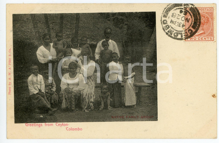 1903 COLOMBO - CEYLON (SRI LANKA) Native family group - Vintage Postcard FP VG