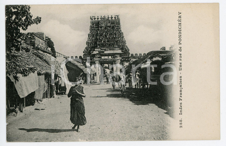 1900 ca INDIA Une rue de PONDICHERRY - Vintage Postcard FP NV