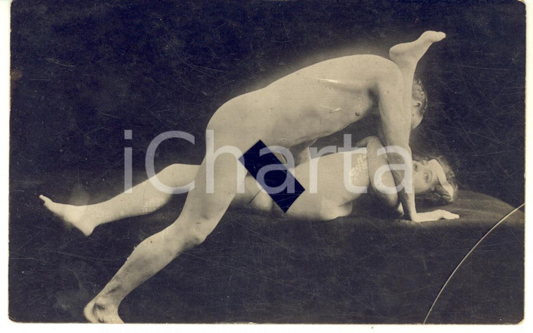 1910 ca VINTAGE EROTIC Nude couple having sex (2) RARE Photo PORN RPPC