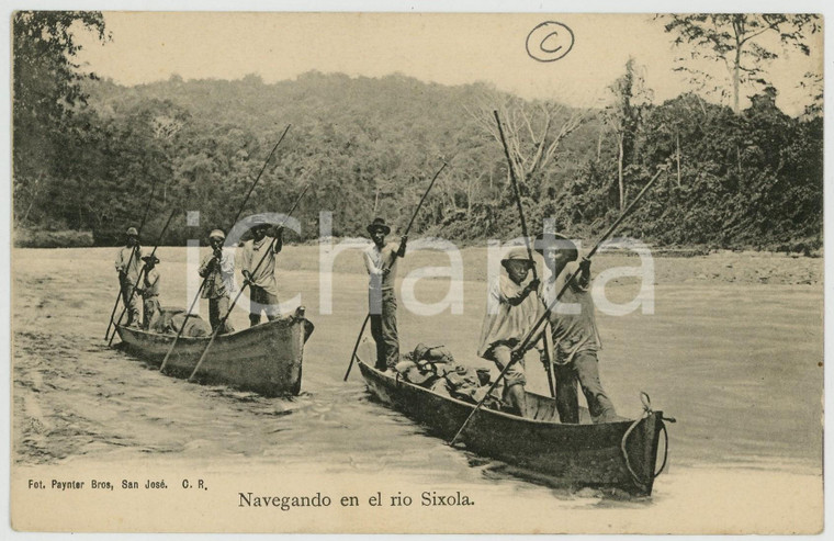 1900 ca COSTA RICA Navegando en el rio Sixola - Tarjeta postal antigua