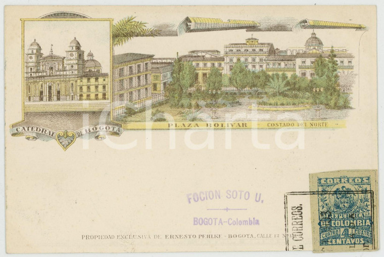 1904 BOGOTÁ (COLOMBIA) Vedutine - Plaza Bolivar - Tarjeta postal Ernesto Pehlke