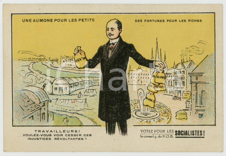 1910 ca BELGIQUE PROPAGANDE Votez pour les Socialistes - Carte postale ILLUSTRÉE  Cartolina postale d'epoca, non viaggiata.CONDIZIONI: FAIR (lievi smussature agli angoli)FORMATO: FP    originale e autentica 1