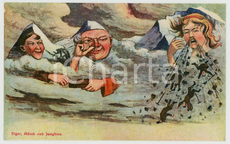 1910 ca SURREALISM - EIGER, MINCH und JUNGFRAU - Metamorphic Mountains *Postcard