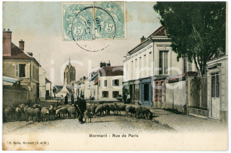 1905 MORMANT Troupeau de moutons à Rue de Paris  - Carte postale FP VG