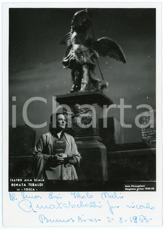 1953 MILANO Teatro alla Scala - Renata TEBALDI in Tosca"- Foto con AUTOGRAFO"
