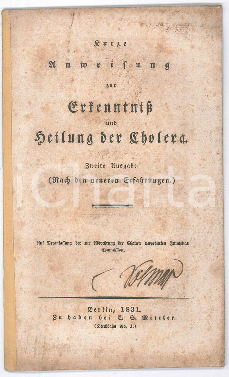 1831 BERLIN Kurze Unmeisung zur Erkenntnis und Heilung der Cholera