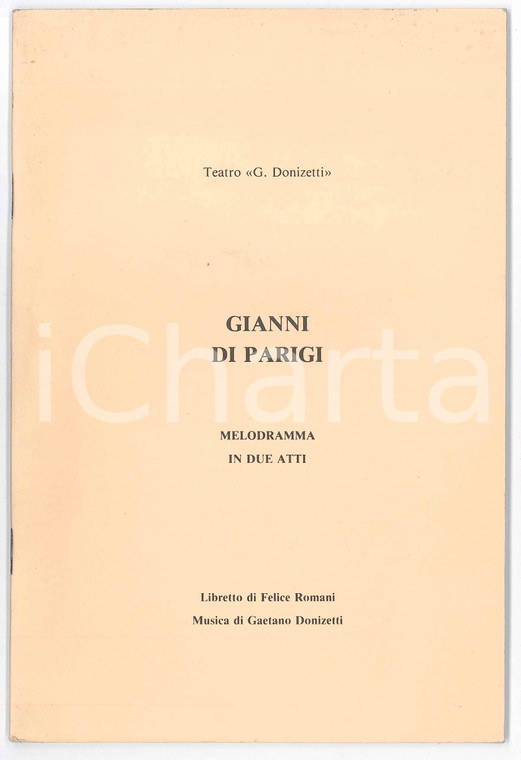 1920 ca. Gaetano DONIZETTI/ Felice ROMANI - Gianni di Parigi - Melodramma