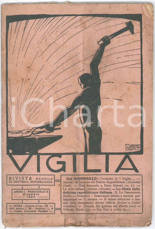 1924 VIGILIA Anno I Fasc. 2 Rivista dottrina repubblicana RSI Repubblica sociale