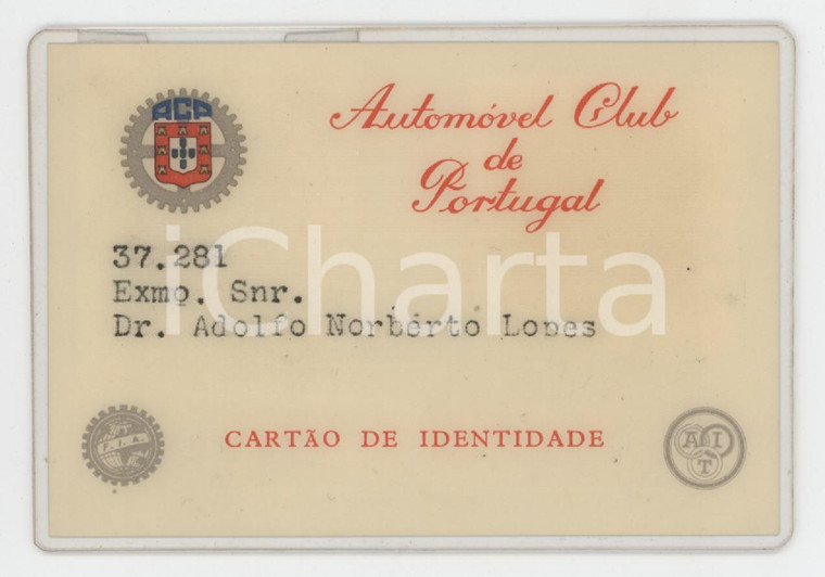 1976 AUTOMOVEL CLUB DE PORTUGAL Cartao Dr. Adolfo Norberto LOPES - 10x7 cm