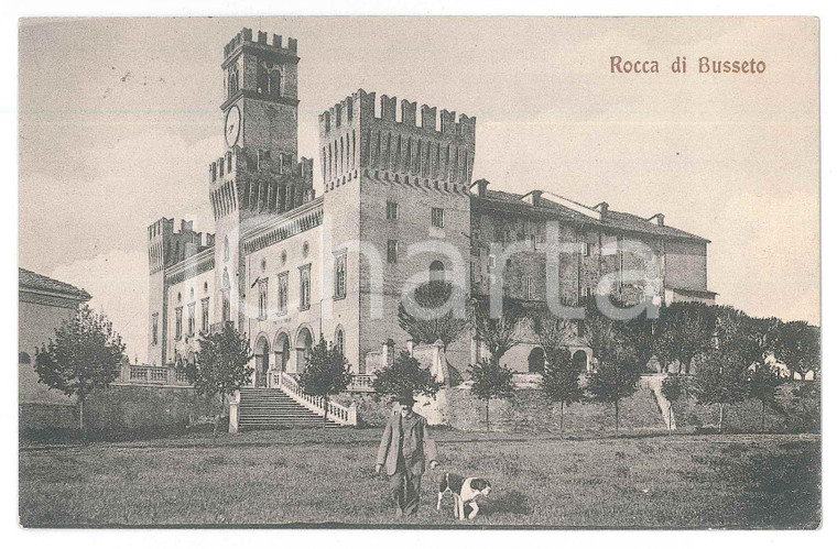1910 ca ROCCA DI BUSSETO (PR) Veduta del castello - Cartolina ANIMATA FP NV