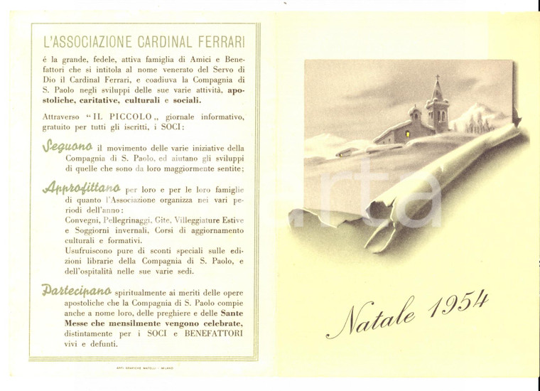 1954 MILANO Associazione CARDINAL FERRARI *Opuscolo beneficenza