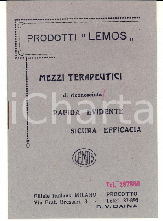 1924 MILANO Laboratorio farmaceutico LEMOS *Libretto pubblicitario