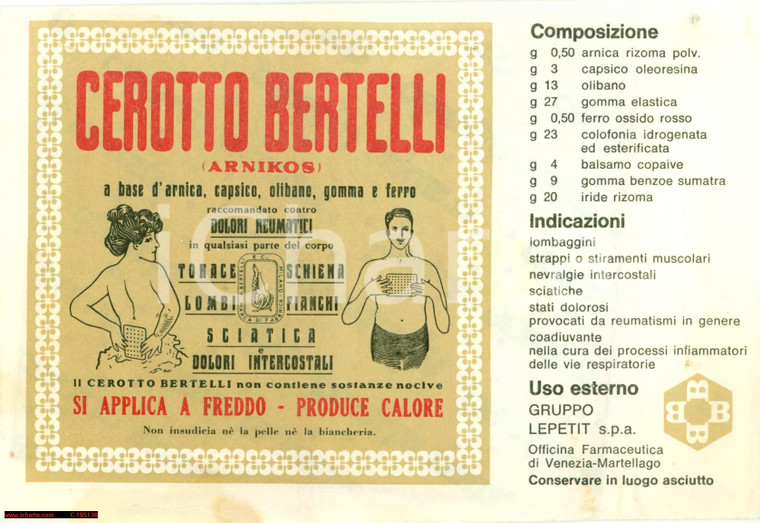 1978 Cerotto BERTELLI all'arnica ARNIKOS illustrato