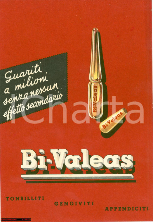 1955 MILANO Farmaco BI-VALEAS volantino illustrato