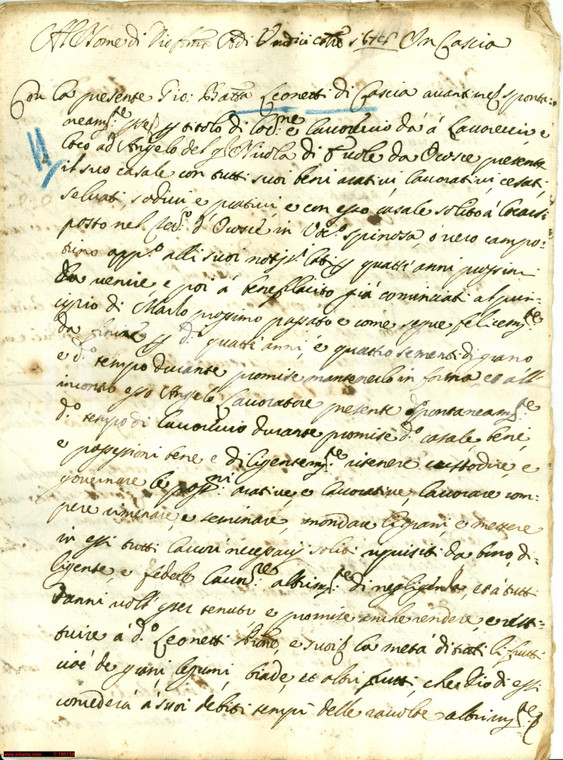 1678 CASCIA (PG) Giovanni LEONETTI cede casale a OCOSCE