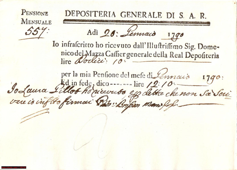 1790 FIRENZE Depositeria S.A.R. Pensione Laura PILLOT