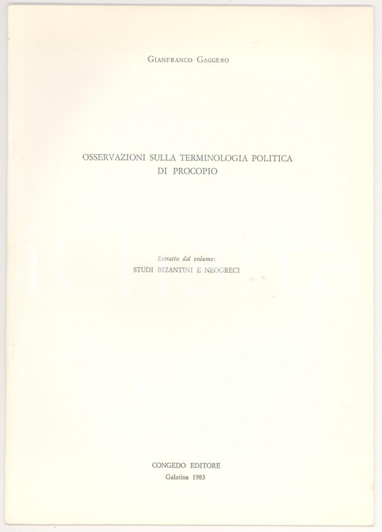 1983 Gianfranco GAGGERO Terminologia politica Procopio