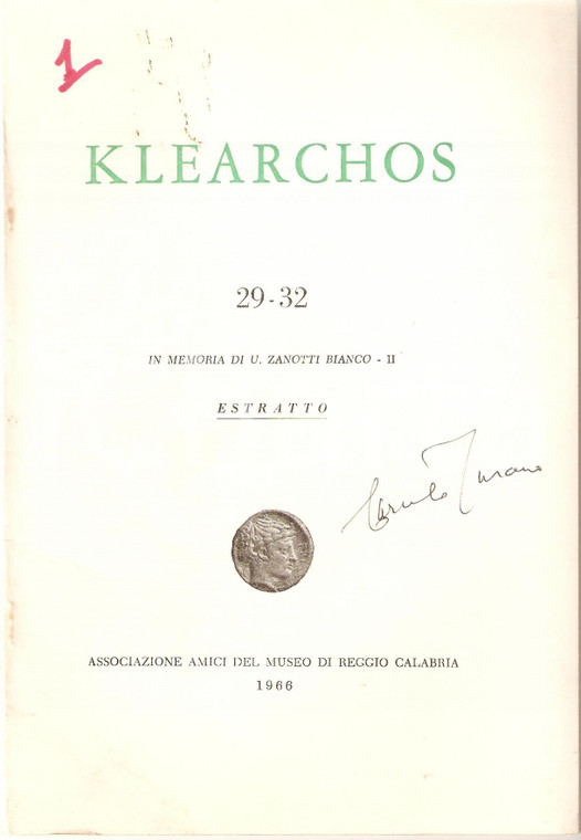 1966 Carmelo TURANO Carta archeologica REGGIO CALABRIA