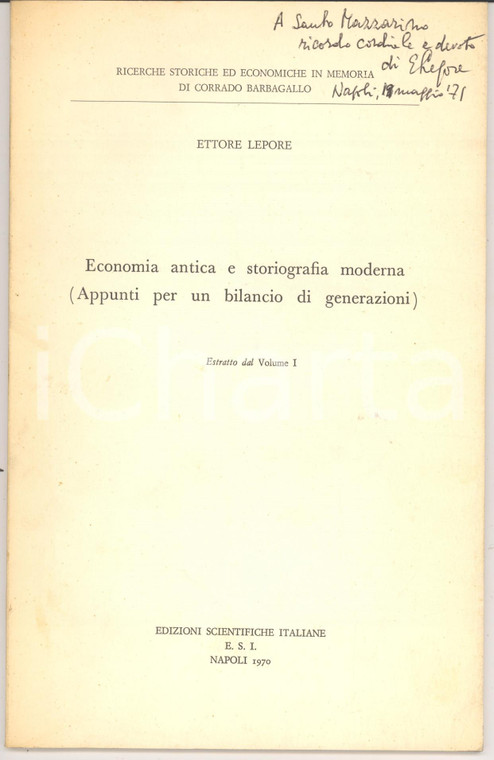 1970 Ettore LEPORE Economia antica storiografia moderna