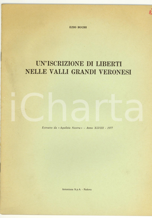 1977 Ezio BUCHI Iscrizione liberti valli veronesi
