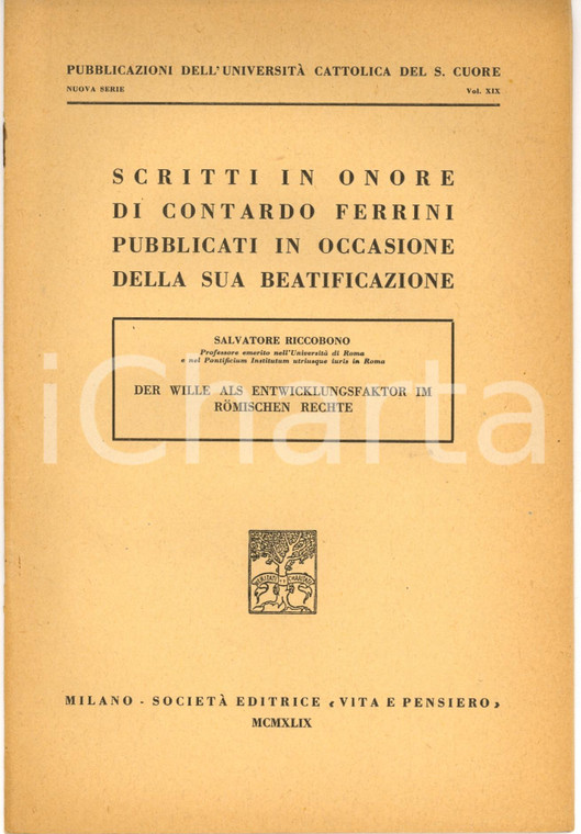 1949 Salvatore RICCOBONO Römischen Rechte a C. FERRINI