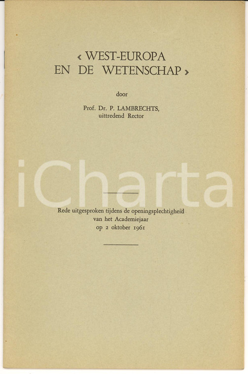 1961 Pierre LAMBRECHTS West-Europa en de Wetenschap