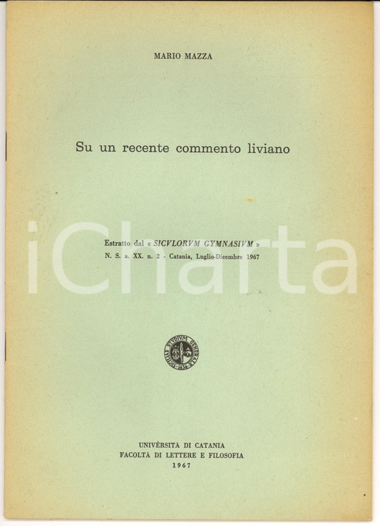 1967 Mario MAZZA Su un recente commento liviano