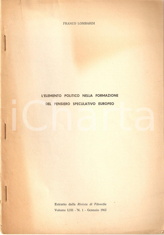 1962 Franco LOMBARDI Elemento politico formaz. EUROPA