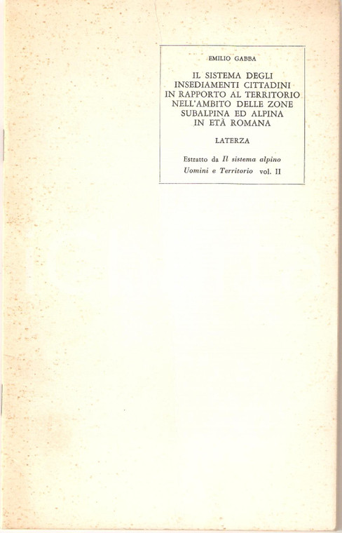 1975 Emilio GABBA Insiediamenti città zona subalpina