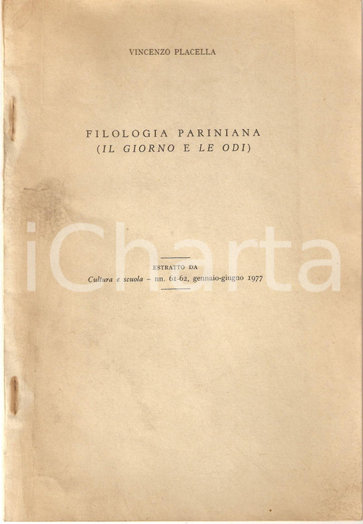 1977 Vincenzo PLACELLA Filologia Giorno Giuseppe PARINI