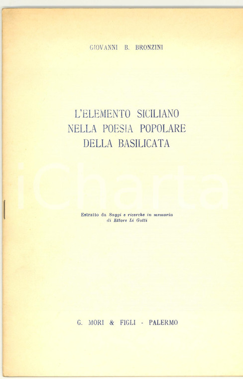1962 Giovanni BRONZINI Poesia popolare della Basilicata