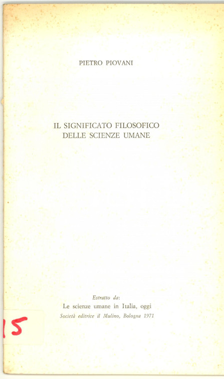 1971 Pietro PIOVANI Significato delle scienze umane