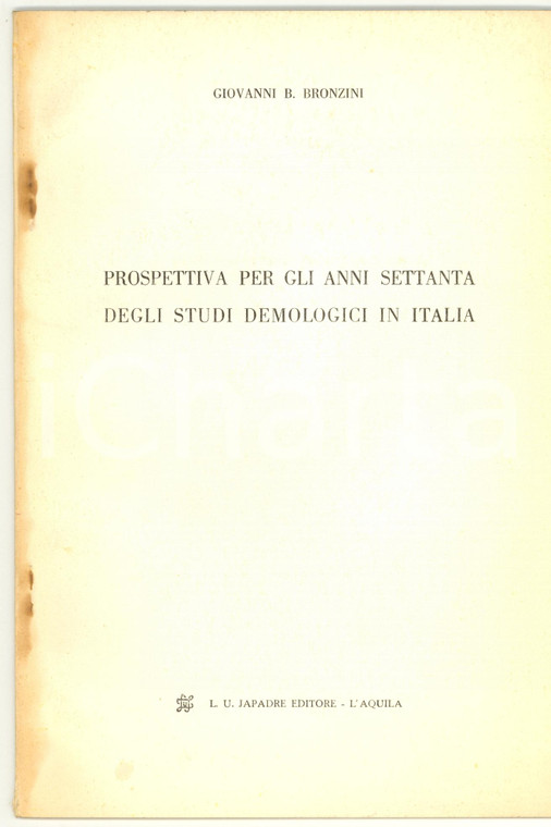 1970 Giovanni BRONZINI Studi demologici in Italia