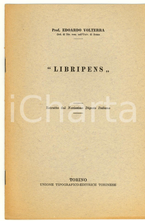 1960 Edoardo VOLTERRA Libripens Novissimo Digesto