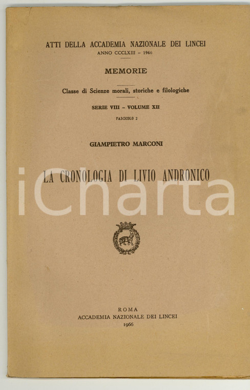 1966 Giampietro MARCONI Cronologia di LIVIO ANDRONICO