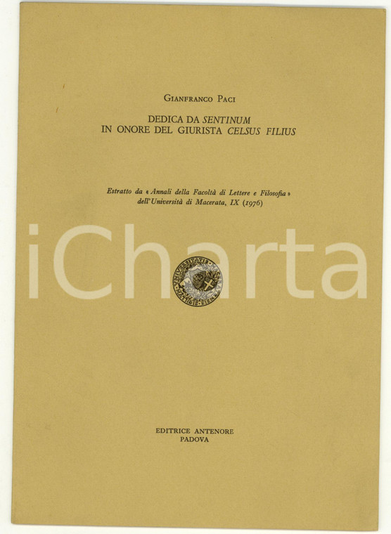 1976 Gianfranco PACI Dedica da SENTINUM in onore CELSUS