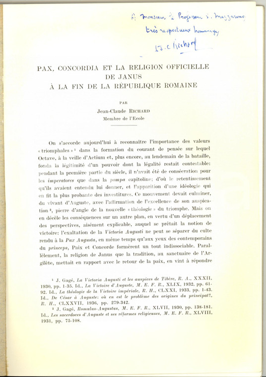 1963 Jean-Claude RICHARD Religion officielle de JANUS