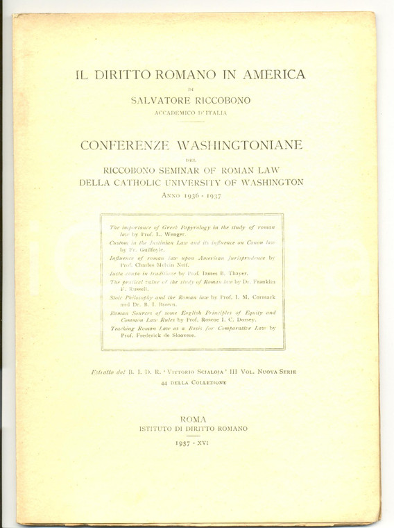 1937 Salvatore RICCOBONO Il diritto romano in America