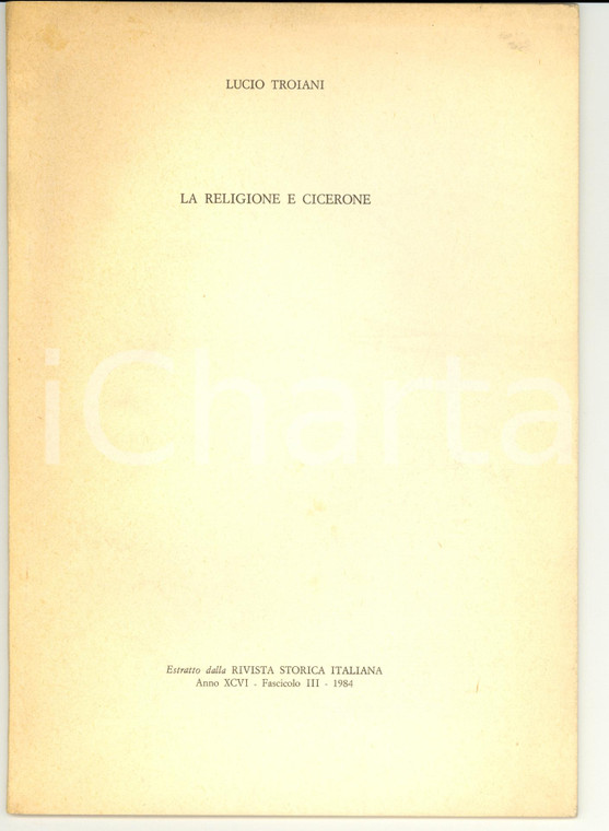 1985 Lucio TROIANI La religione e Cicerone