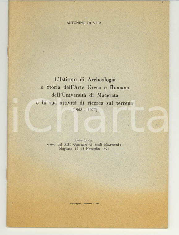 1980 Antonino DI VITA Archeologia all'Università di MACERATA