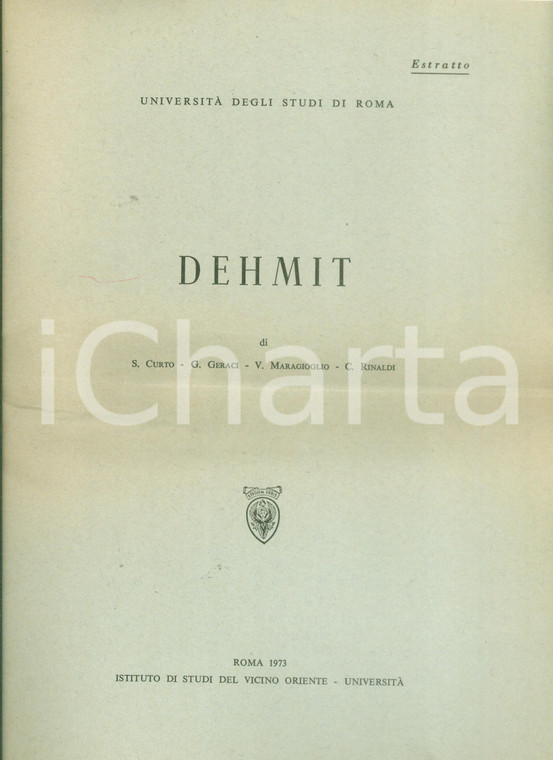 1973 Giovanni GERACI Epigrafe greca di BIRBET MARKOS Regolamento *DANNEGGIATO