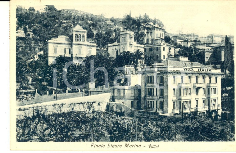 1937 FINALE LIGURE MARINA Panorama con villini e VILLA ITALIA *Cartolina FP VG