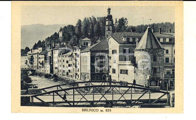 1938 BRUNICO (BZ) Veduta del paese con il ponte *Cartolina ANIMATA FP VG