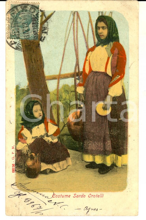 1914 COSTUMI SARDI OROTELLI (NU) Donna con bambina *Cartolina postale FP VG