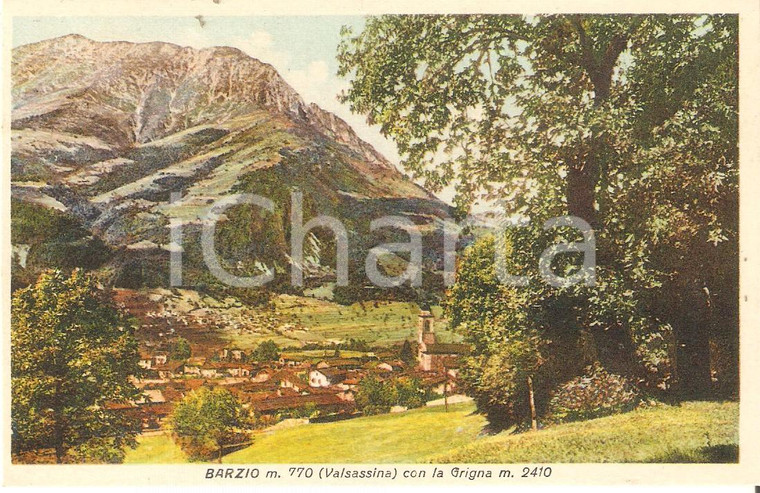 1946 BARZIO (LC) Panorama con la GRIGNA Valsassina *Cartolina FP VG